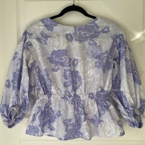 Ann Taylor Purple and White Floral Blouse